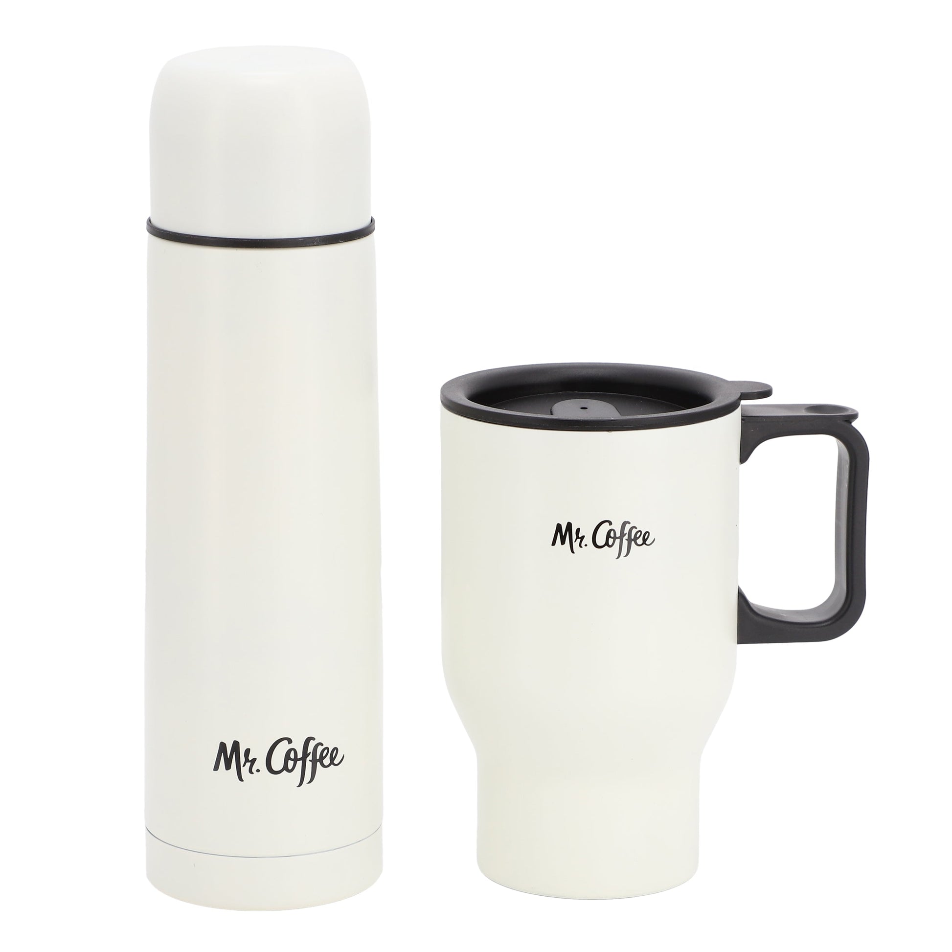 Mr. Coffee Javelin 2 Piece Thermal Bottle and Travel Mug Set in White W2B
