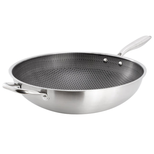 Gibson Home Stargaze 14in Embossed Interior Stainless Steel Wok W2B
