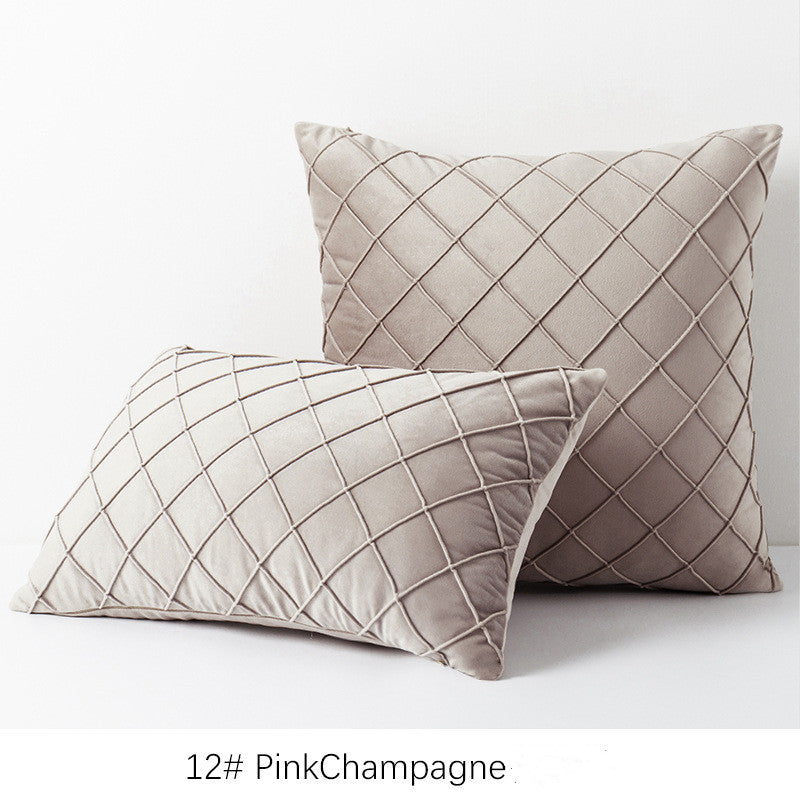 Diamond plaid velvet pillowcase