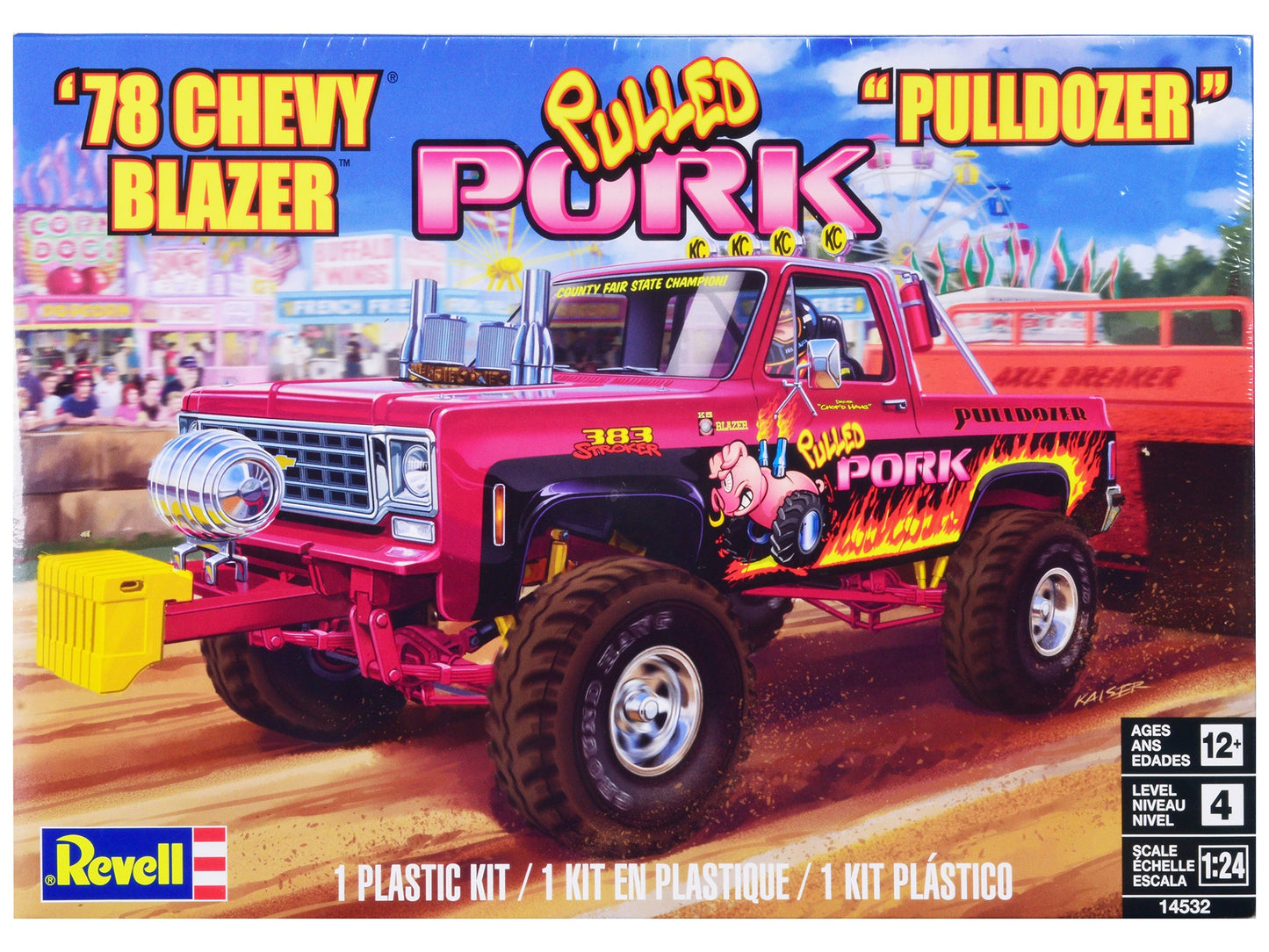 Level 4 Model Kit 1978 Chevrolet Blazer Pickup Truck "Pulled Pork Pulldozer" 1/24 Scale Model by Revell