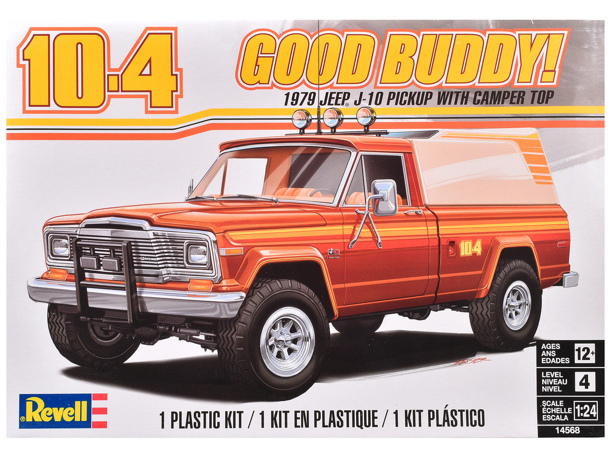 Level 4 Model Kit 1979 Jeep J-10 Pickup Truck with Camper Top 1/24 Scale Model by Revell Revell
