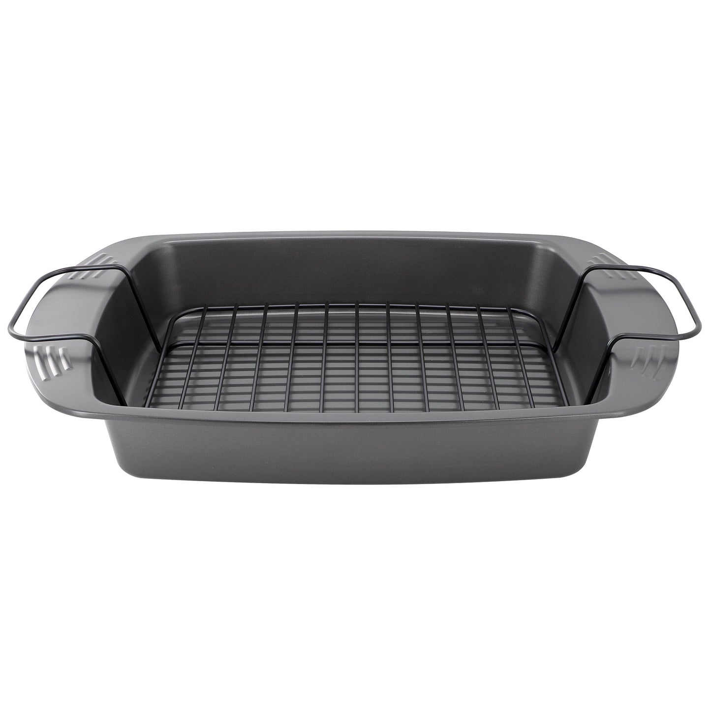 Gibson Home Towerhill 16.7 x 12.7 Inch Nonstick Steel Roaster Pan with Rack W2B