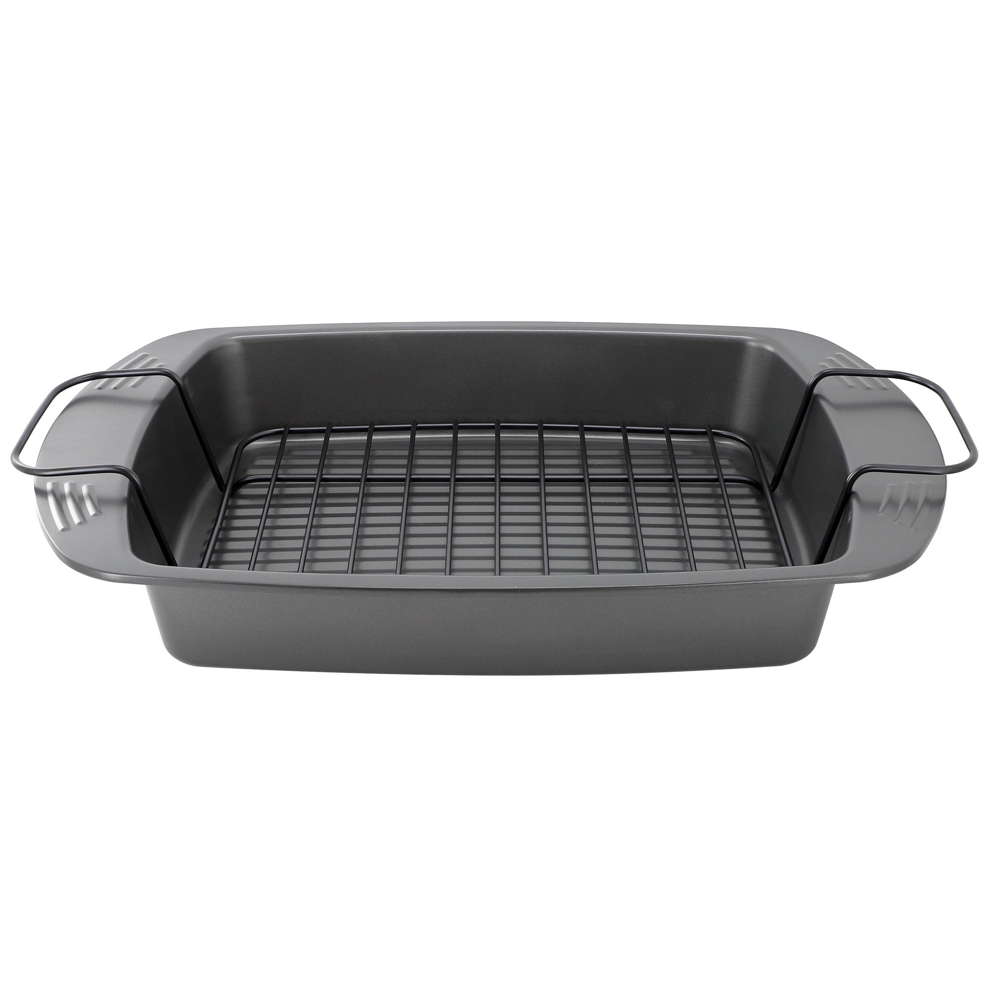 Gibson Home Towerhill 16.7 x 12.7 Inch Nonstick Steel Roaster Pan with Rack W2B