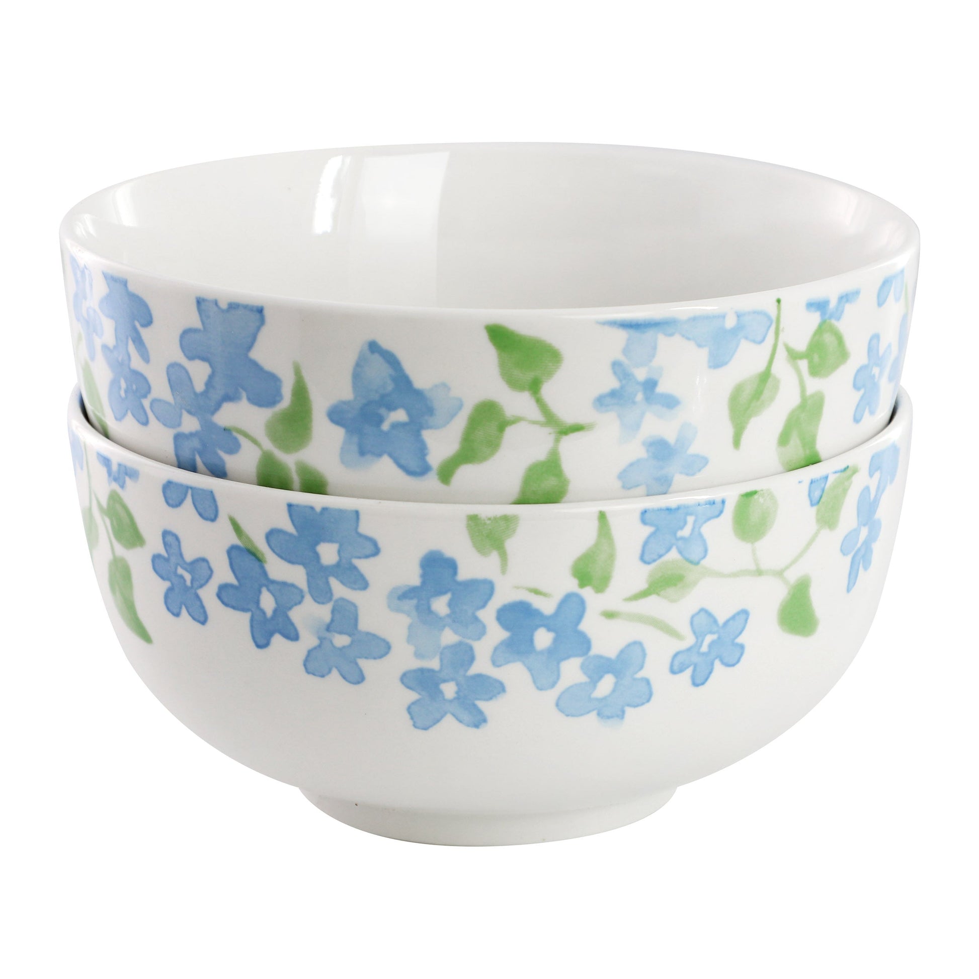 Gibson Home Garden Aisle 2 Piece Fine Ceramic Cereal Bowl Set in Blue Floral W2B