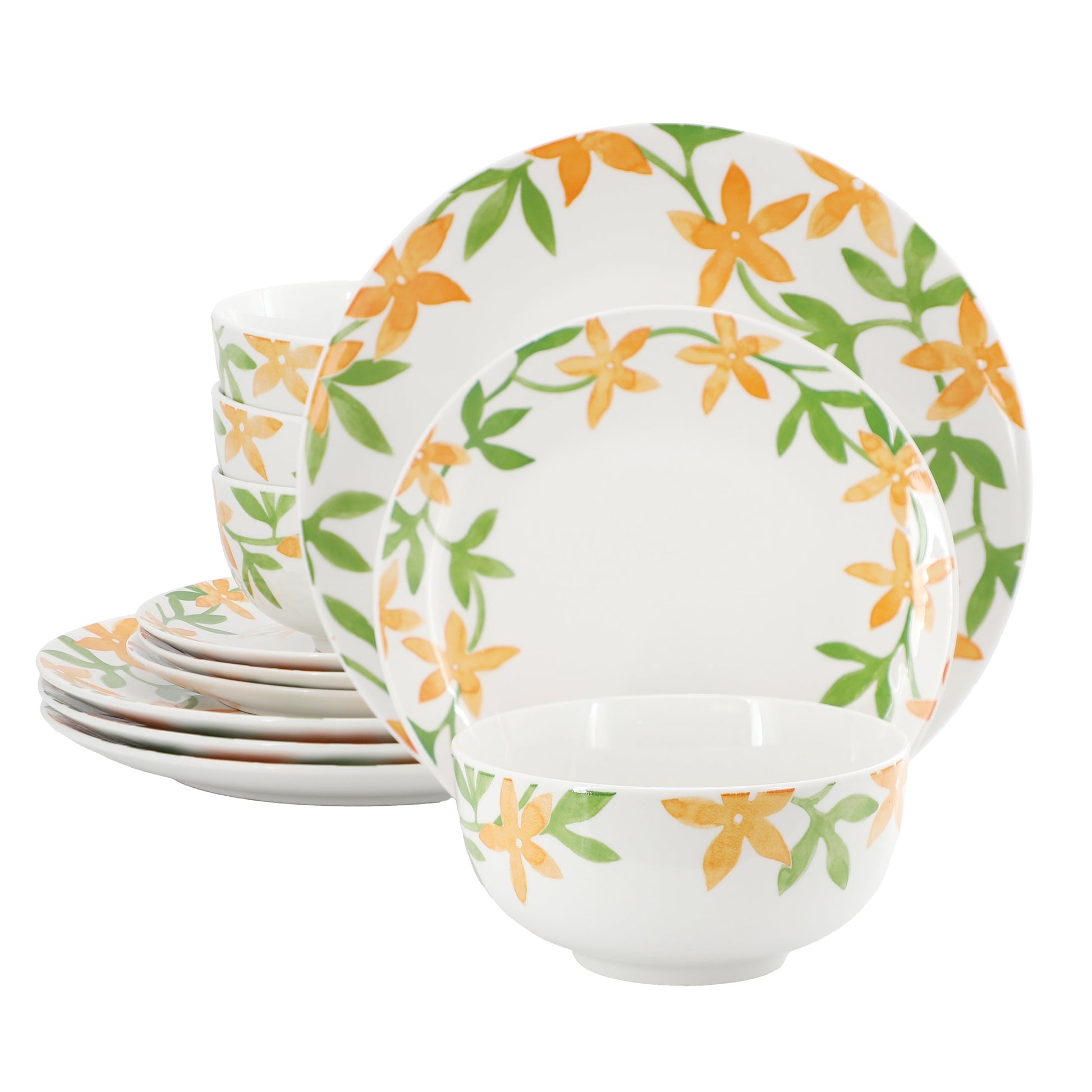 Gibson Home Surrey Hill 12 Piece Round Fine Ceramic Dinnerware Set in White W2B