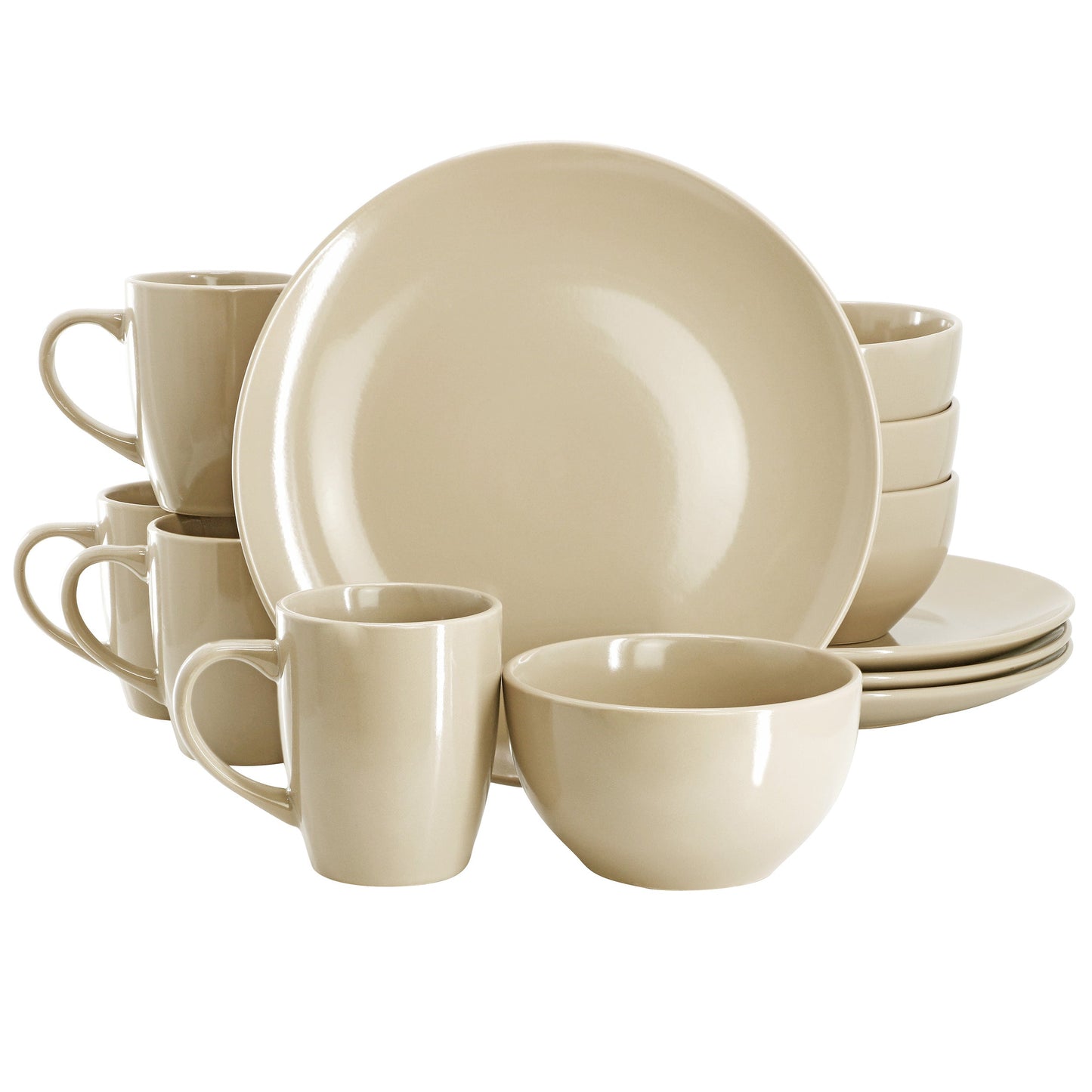 Gibson Home Everyday Plus 12 Piece Stoneware Dinnerware Set in Cream W2B