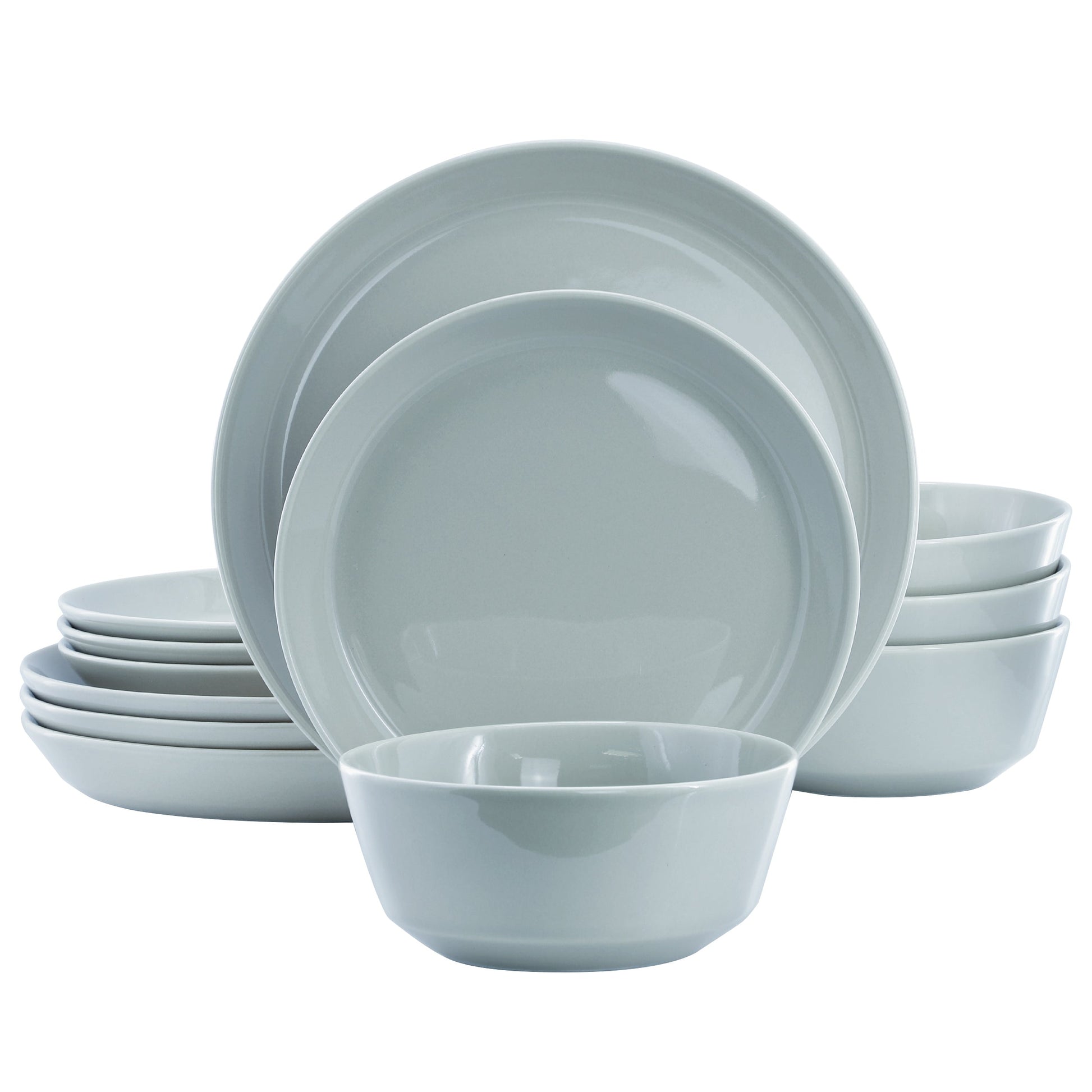 Gibson Elite Sunlit Mist 12 Piece Round Stoneware Dinnerware Set in Blue W2B