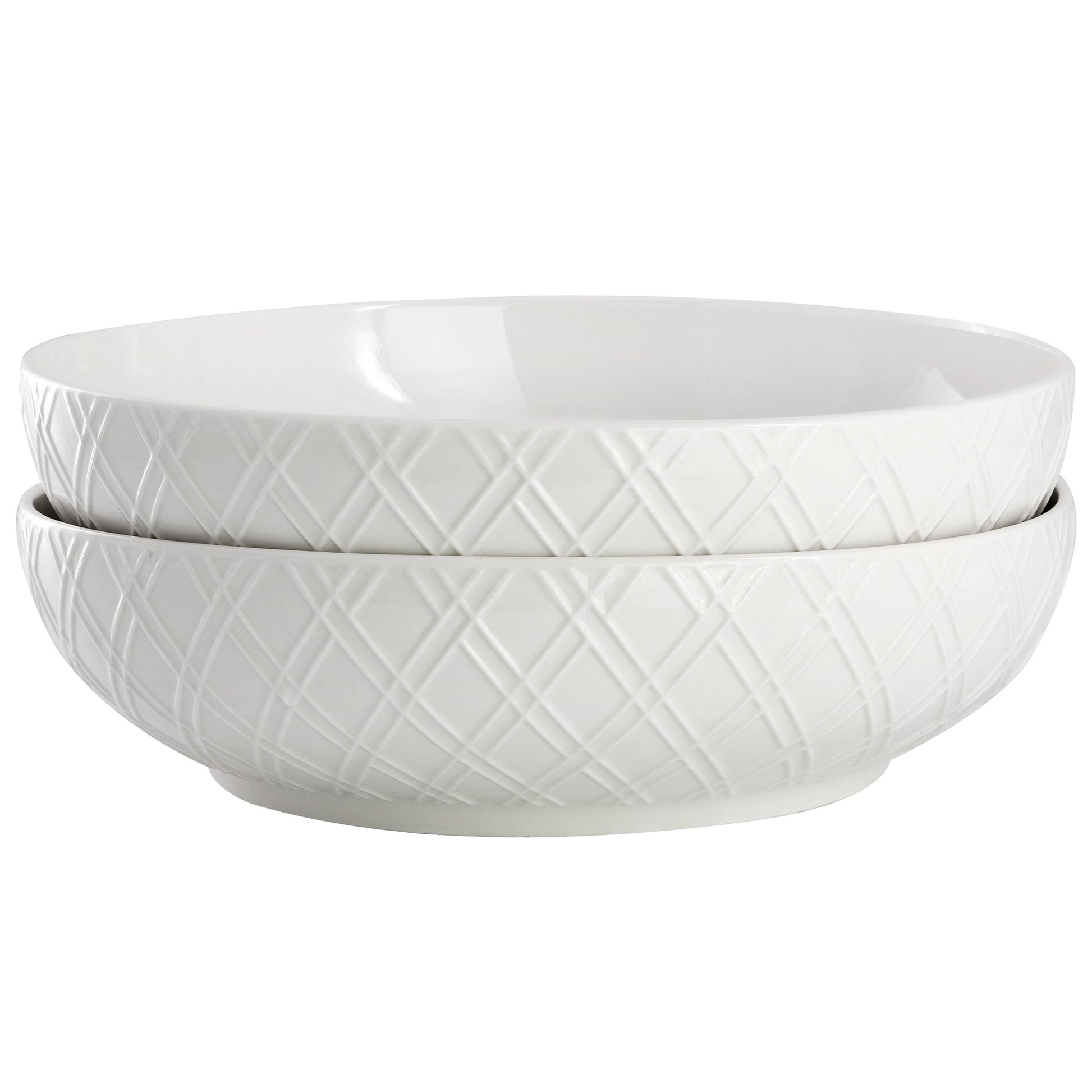 Gibson Home Great Essentials 2 Piece Fine Ceramic 8.2in Dinner Bowl Set in White W2B