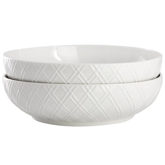 Gibson Home Great Essentials 2 Piece Fine Ceramic 8.2in Dinner Bowl Set in White W2B