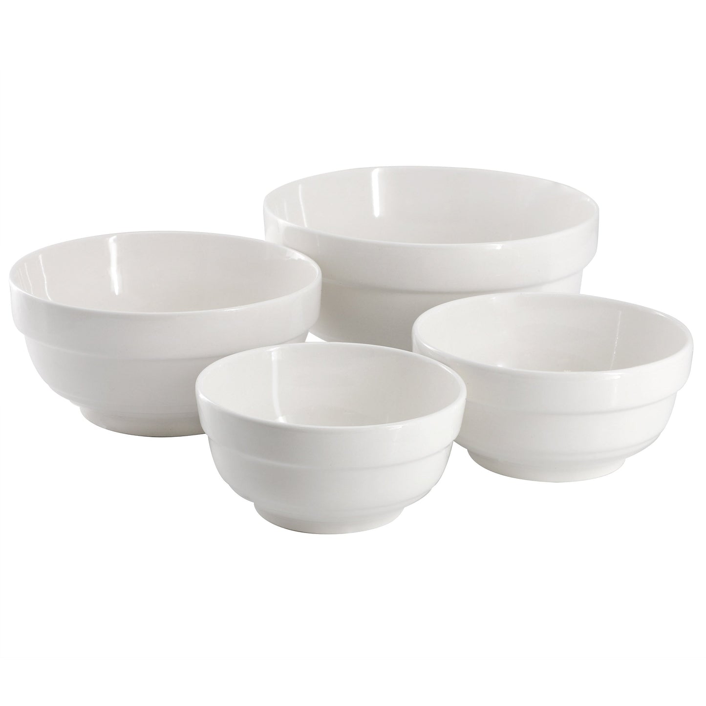 Gibson Home Great Essentials 4 Piece Fine Ceramic Serving Bowl Set in White W2B