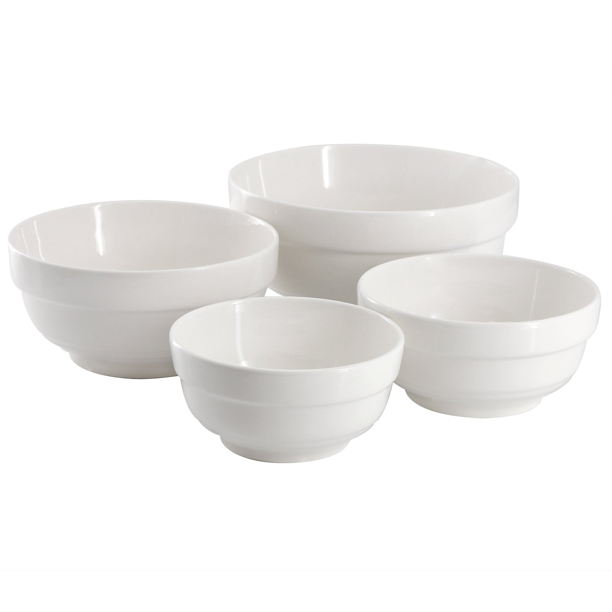 Gibson Home Great Essentials 4 Piece Fine Ceramic Serving Bowl Set in White W2B