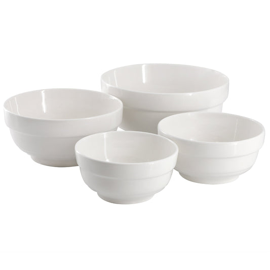 Gibson Home Great Essentials 4 Piece Fine Ceramic Serving Bowl Set in White W2B