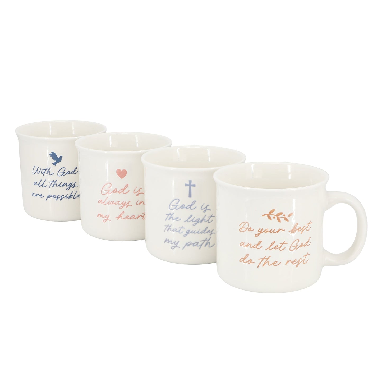 Gibson Home Daily Wisdom 4 Piece Assorted 21 Ounce Stoneware Mug Set in White W2B