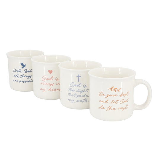 Gibson Home Daily Wisdom 4 Piece Assorted 21 Ounce Stoneware Mug Set in White W2B