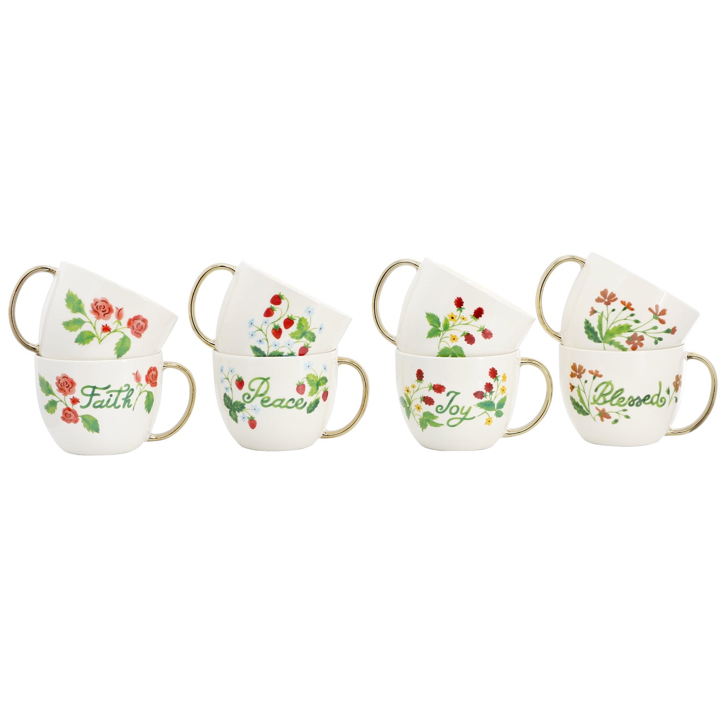 Gibson Home Inspired Gardens 8 Piece 17.5 Ounce Ceramic Assorted Mug Set W2B