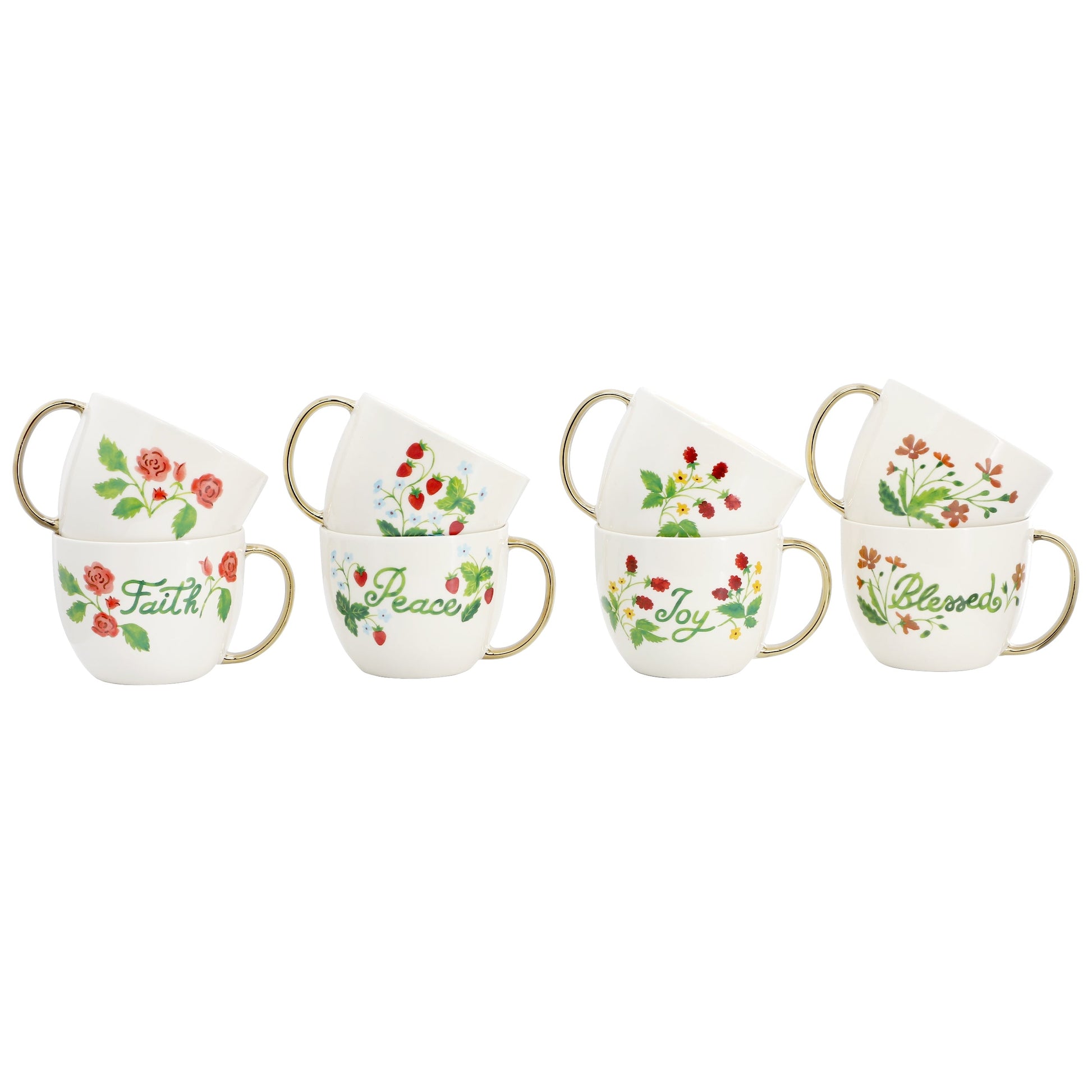 Gibson Home Inspired Gardens 8 Piece 17.5 Ounce Ceramic Assorted Mug Set W2B