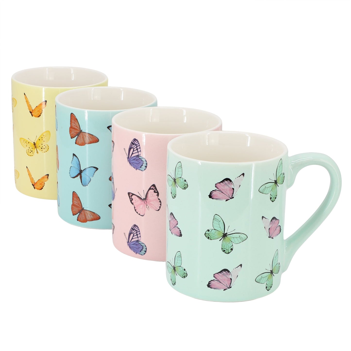 Gibson Home Butterfly Pop 4 Piece 18 Ounce Stoneware Mug Set in Assorted Colors W2B