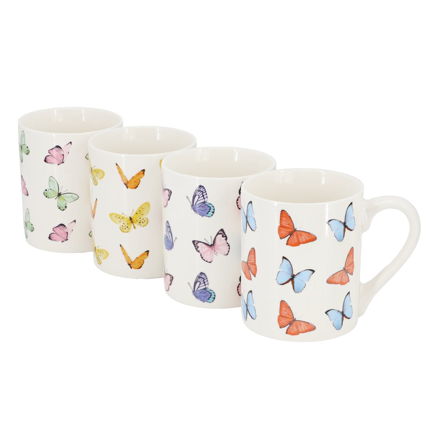Gibson Home Butterfly Wings 4 Piece 18 Ounce Stoneware Mug Set in White W2B