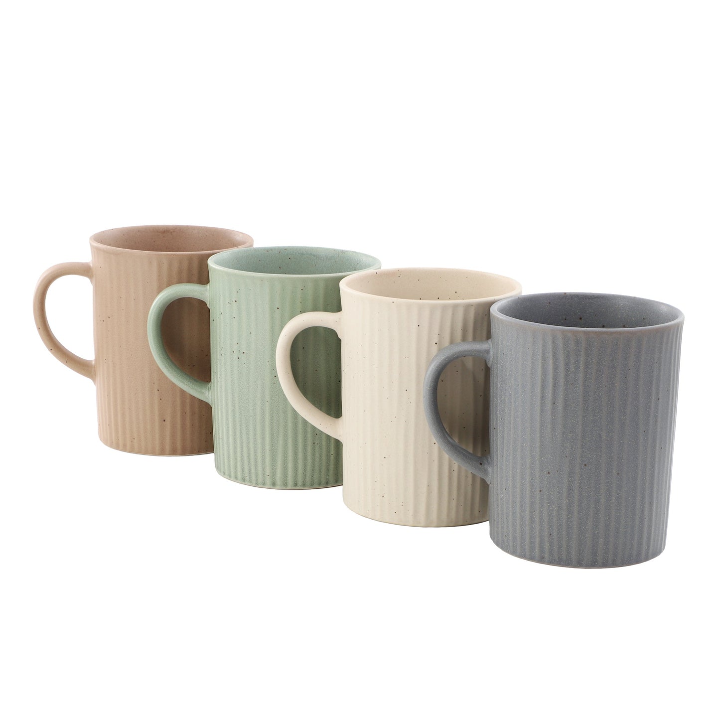 Gibson Home Evening Stroll 4 Piece 19 Ounce Stoneware Ribbed Mug Set in Assorted Color W2B