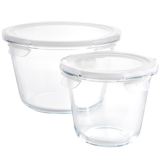 Gibson Home House Specials 4 Piece Borosilicate Glass Round Storage Container Set with Snap Lids W2B