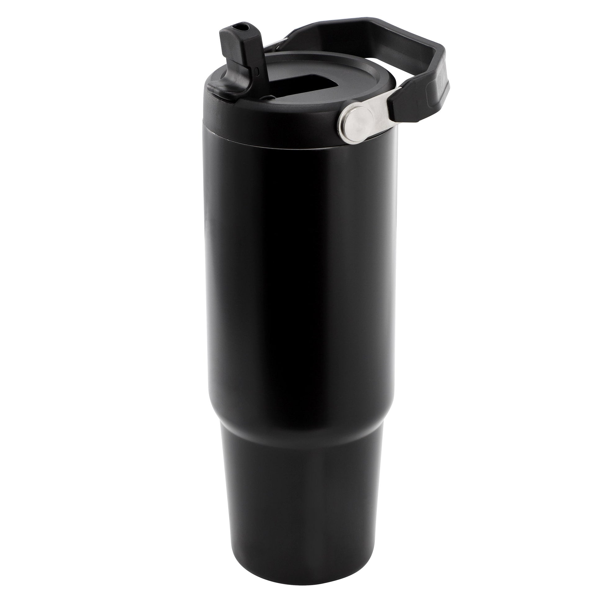 Gibson Home 29oz Marina Stainless Steel Thermal Tumbler with Top Handle and Folding Straw in Black W2B