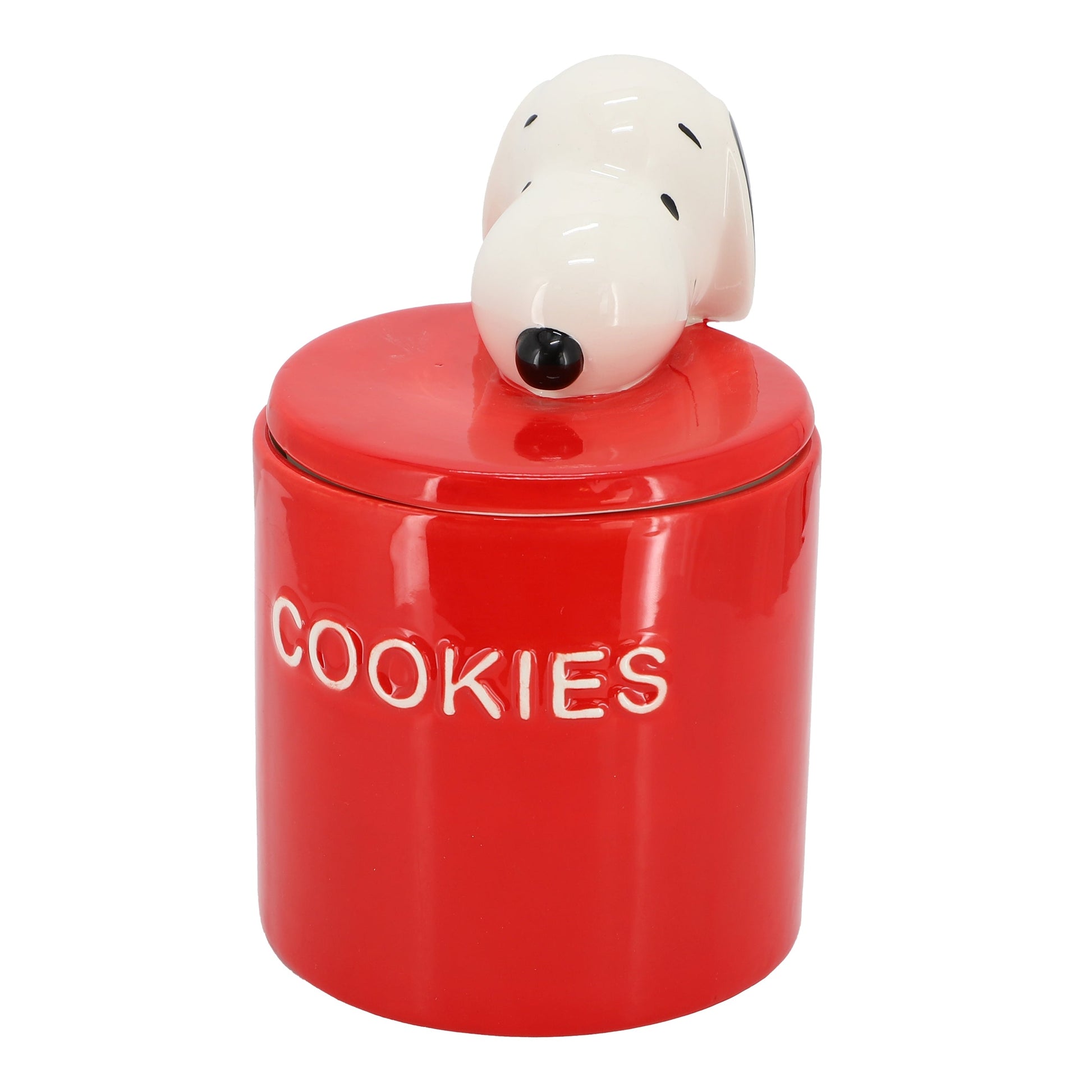 Peanuts Hello Cookies 8.2 Inch Ceramic Snoopy Cookie Jar w/ Lid in Red W2B