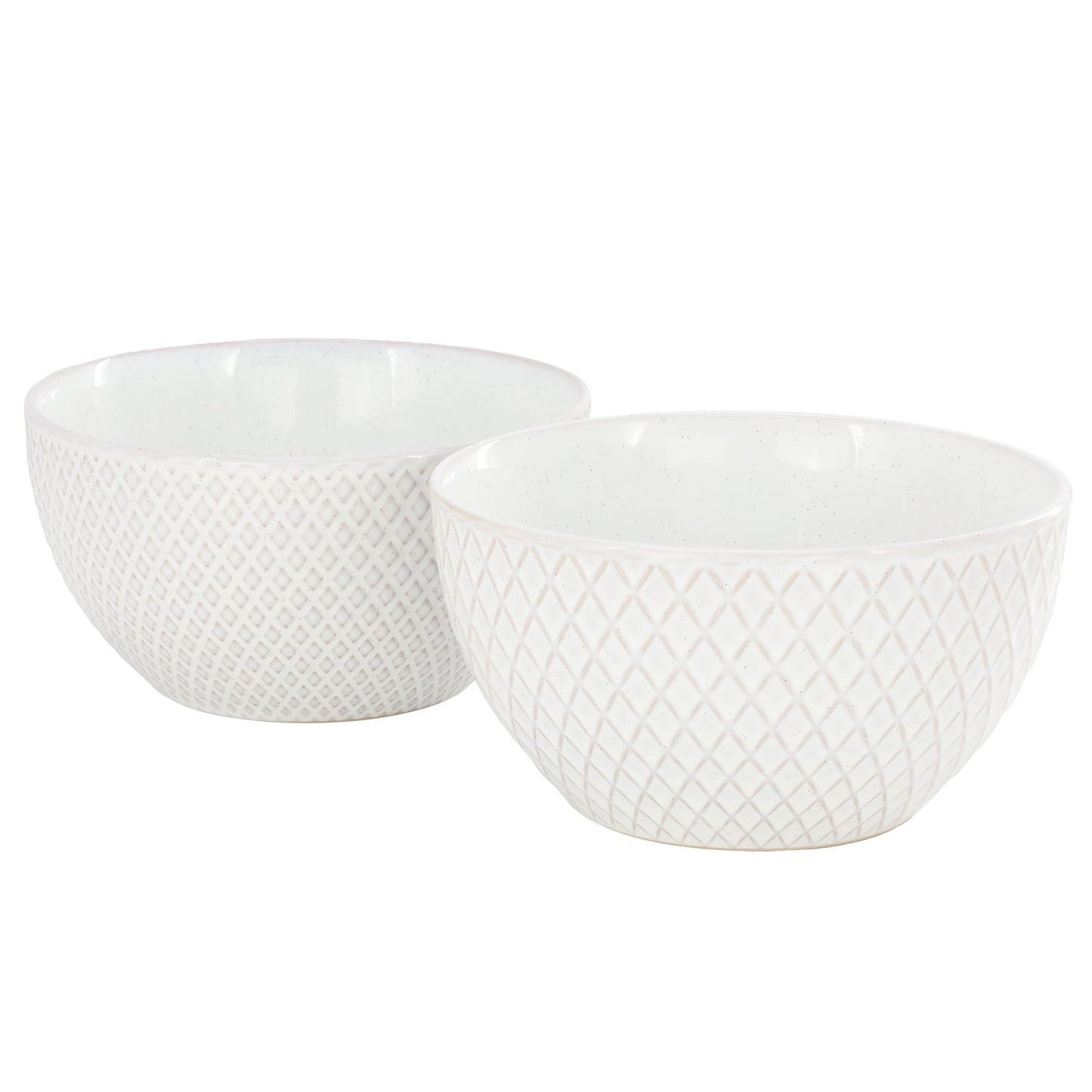 Gibson Elite Earlhart 2 Piece 6 Inch Ribbed Stoneware Cereal Bowl Set in White W2B