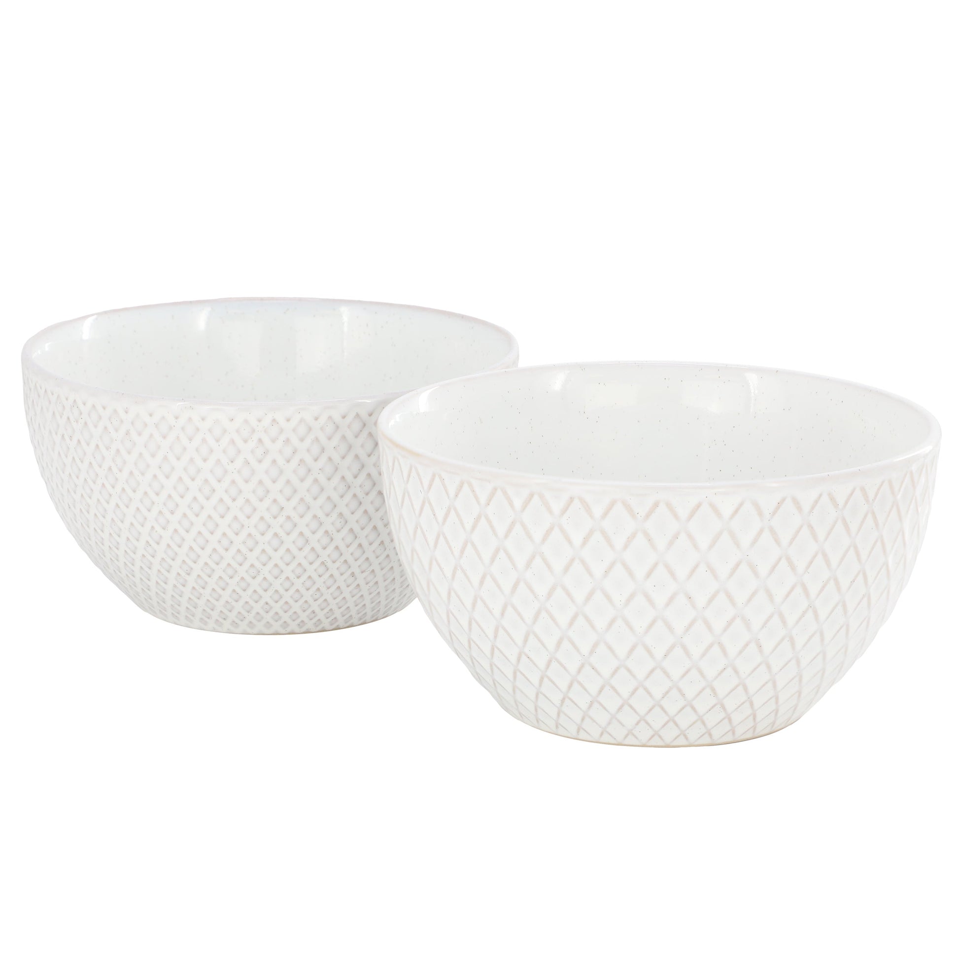 Gibson Elite Earlhart 2 Piece 6 Inch Ribbed Stoneware Cereal Bowl Set in White W2B