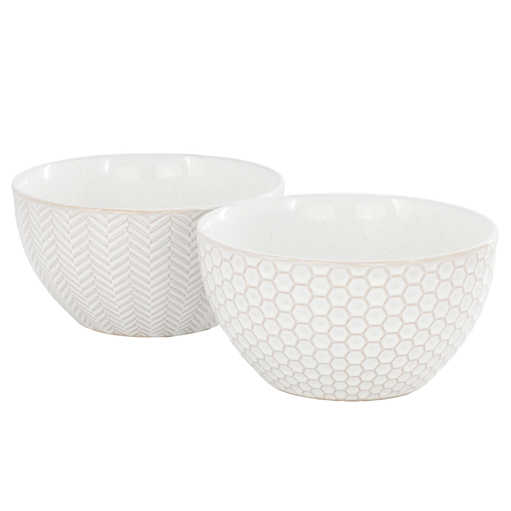 Gibson Elite Earlhart 2 Piece 6 Inch Ribbed Stoneware Cereal Bowl Set in White W2B