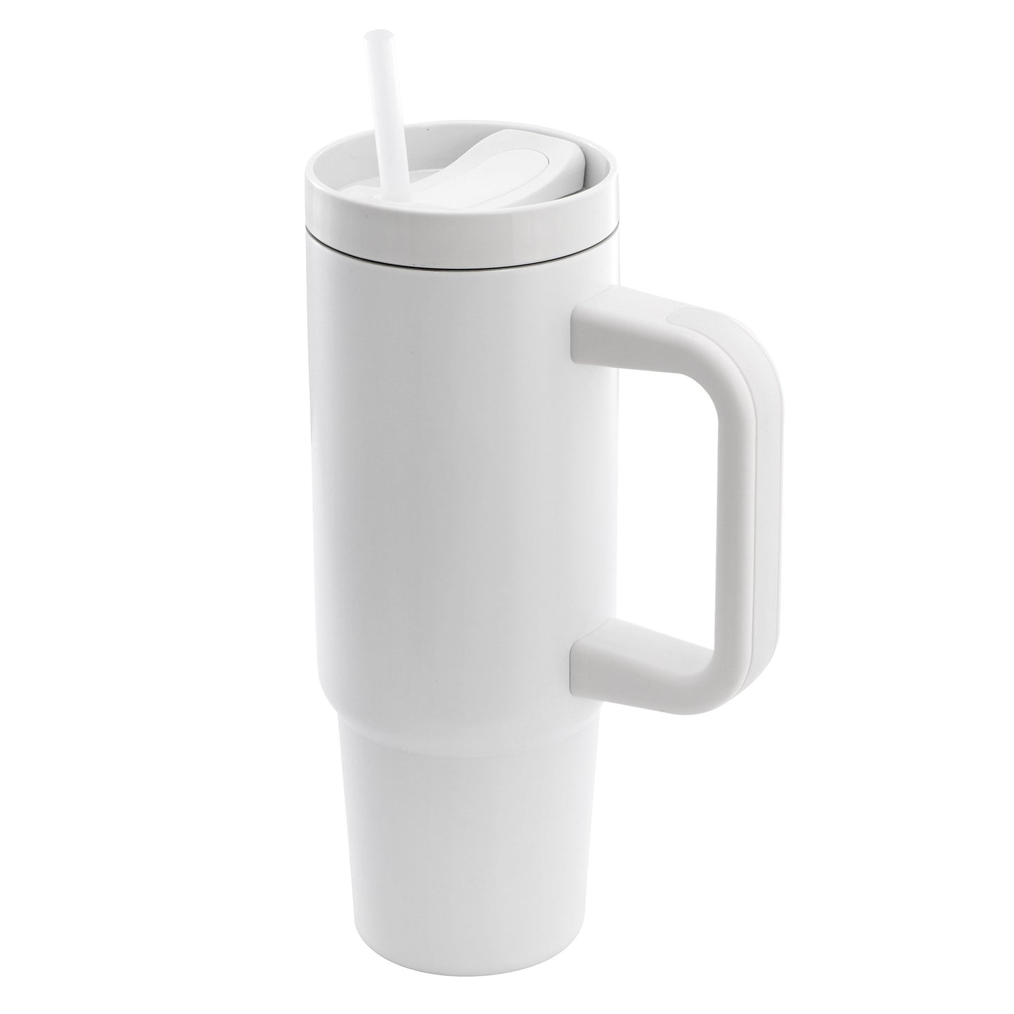 Gibson Home 29oz Marina Stainless Steel Thermal Tumbler with Side Handle and Straw in White W2B