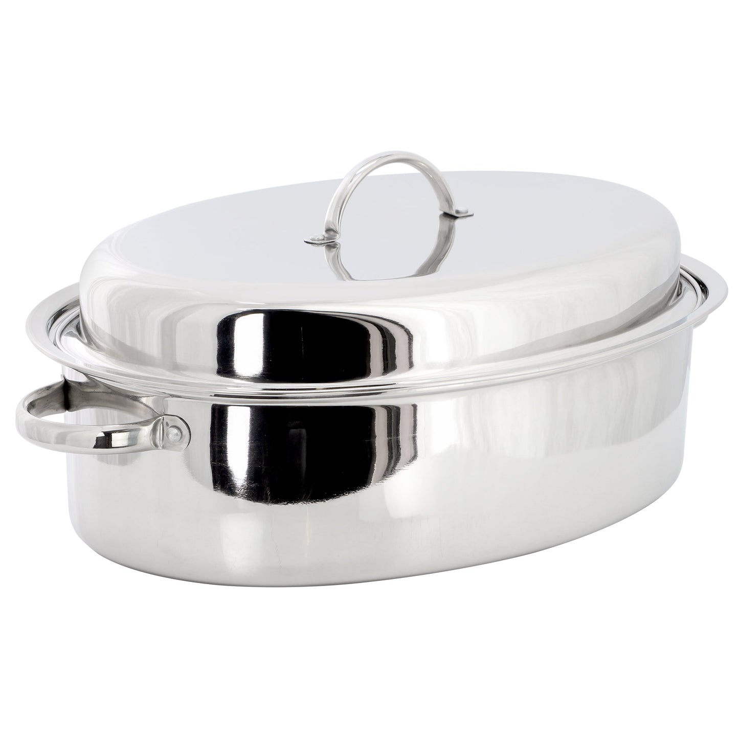 Gibson Home Johnstown 18 Inch Oval Stainless Steel Roaster Pan with Lid W2B