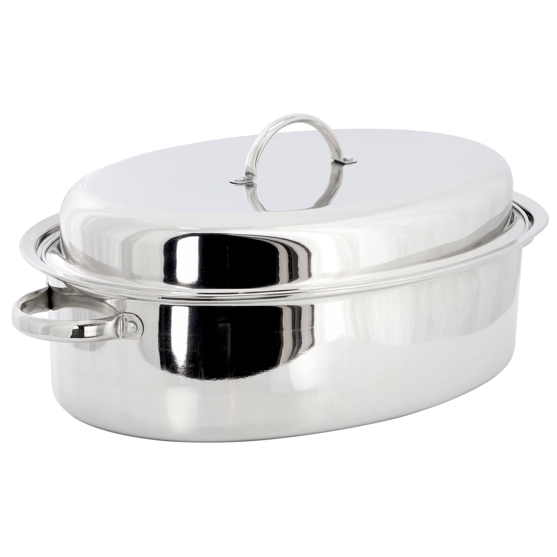 Gibson Home Johnstown 18 Inch Oval Stainless Steel Roaster Pan with Lid W2B