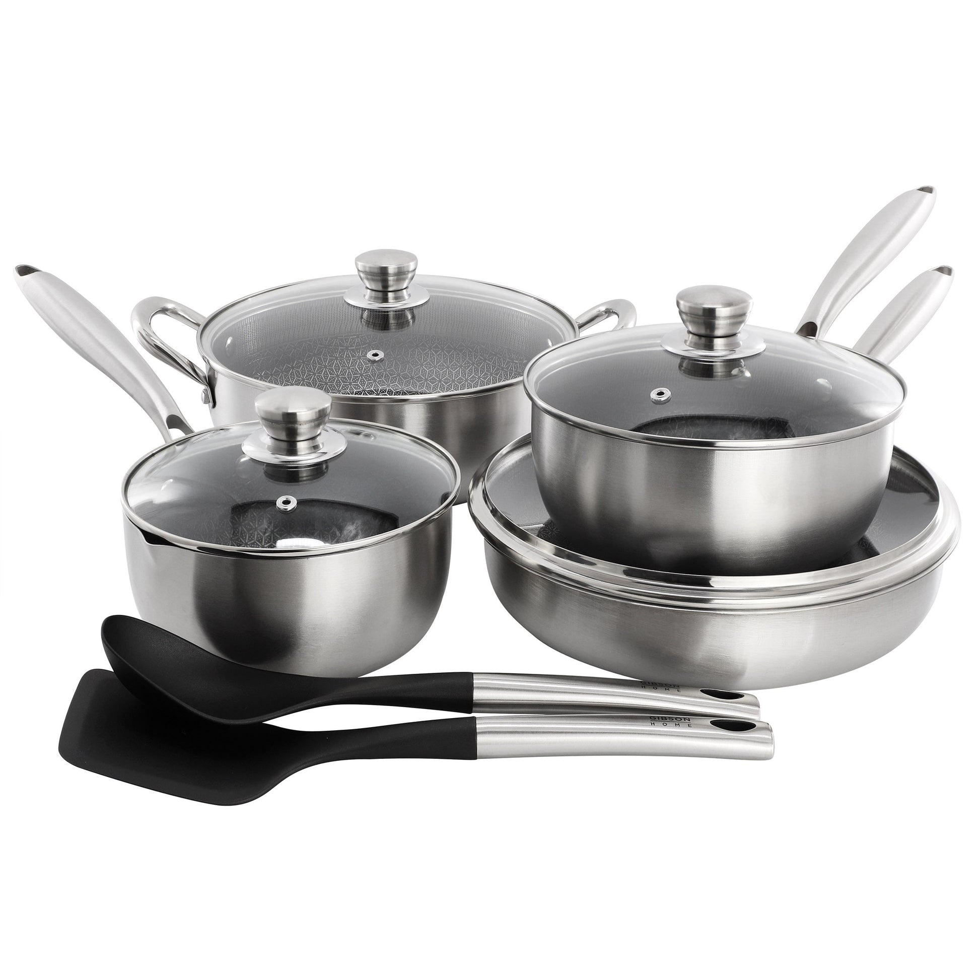 Gibson Home Elsenborn 10 Piece Hybrid Nonstick Stainless Steel Cookware Set W2B