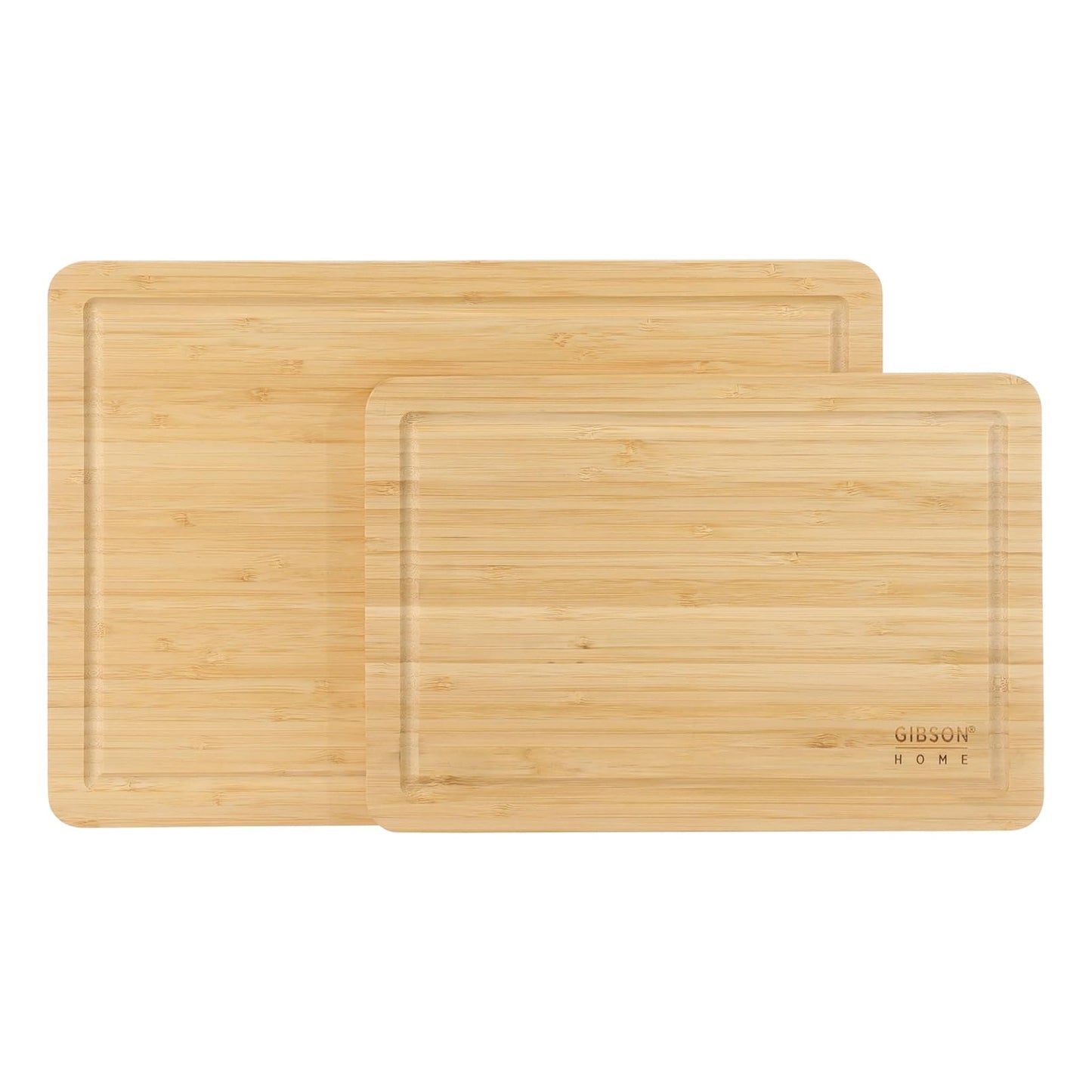 Gibson Home Forestview 2 Piece Rectangle Bamboo Cutting Board Set with Juice Grooves W2B