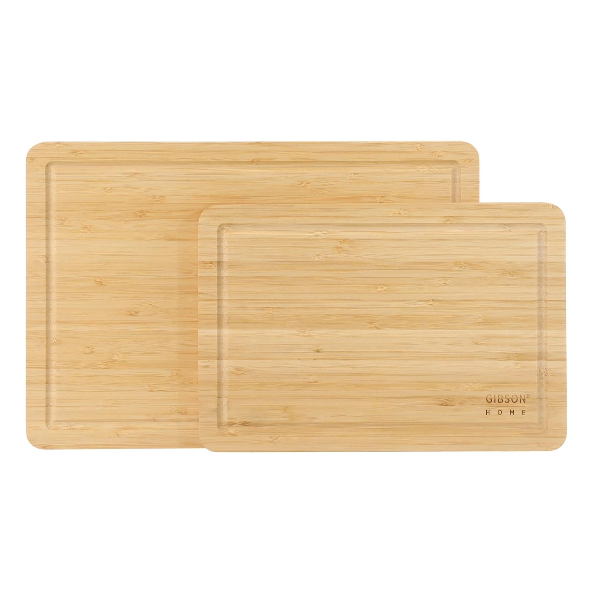 Gibson Home Forestview 2 Piece Rectangle Bamboo Cutting Board Set with Juice Grooves W2B