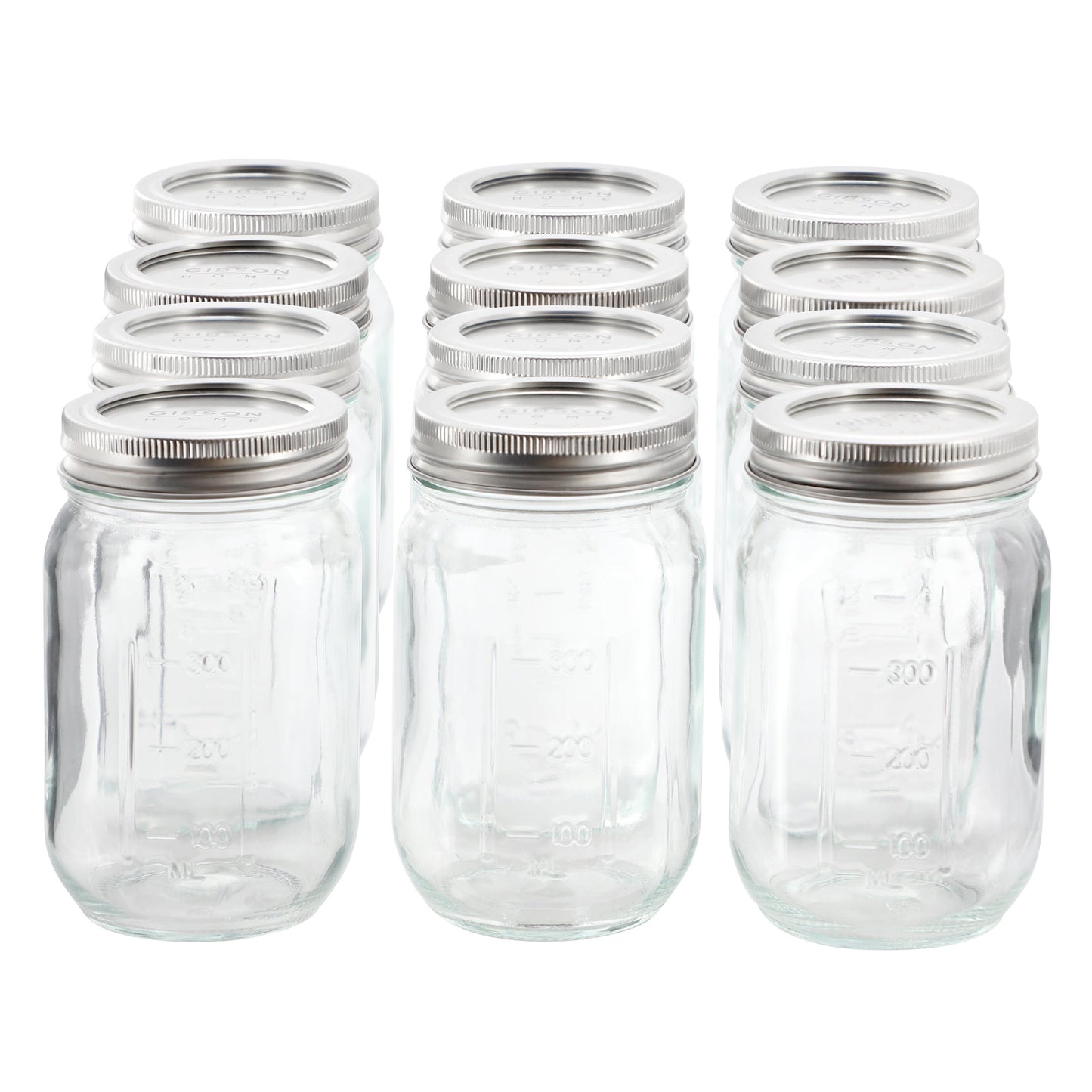 Gibson Home Market Preserves 12 Piece 16 Ounce Glass Canning jars with Lids and Bands W2B