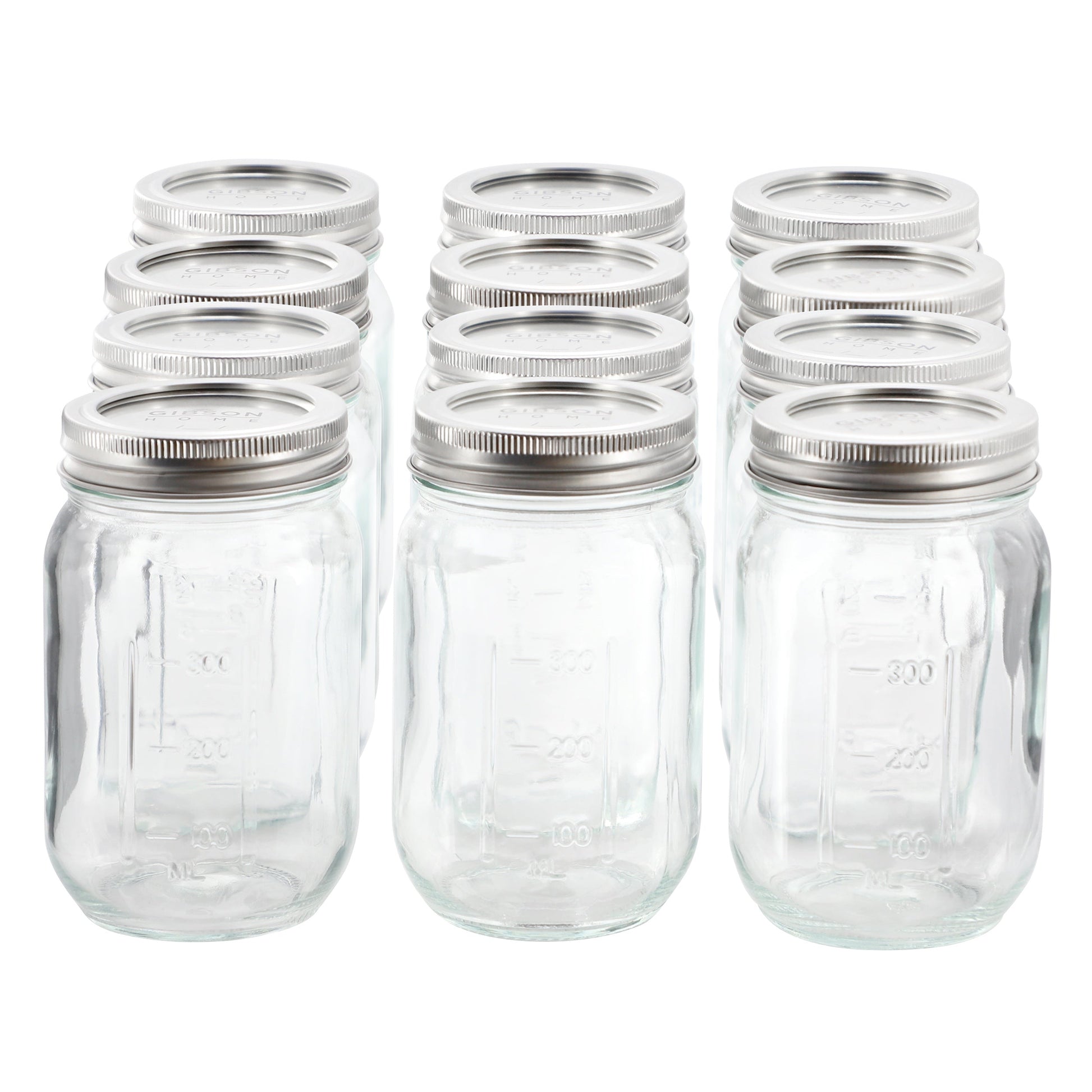 Gibson Home Market Preserves 12 Piece 16 Ounce Glass Canning jars with Lids and Bands W2B