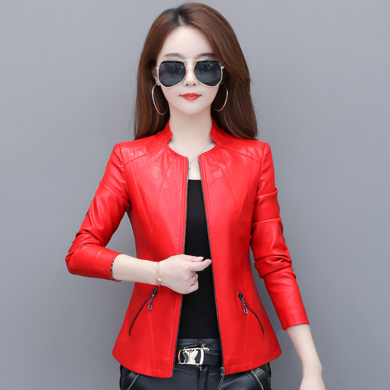 Korean slim leather jacket