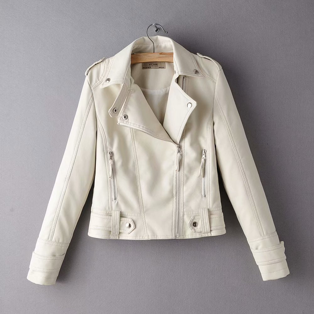 Women's Faux Leather Motorcycle Jacket - Short PU Biker Style Jacket for Women LadyShow.Store