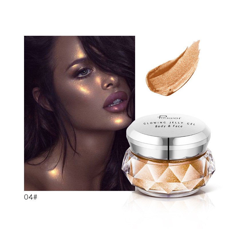 Face Highlighter Jelly Gel Mermaid Eyeshadow Glow Body Glitter Festival Makeup Iluminador Gold Liquid Highlighter Bronzer CJD