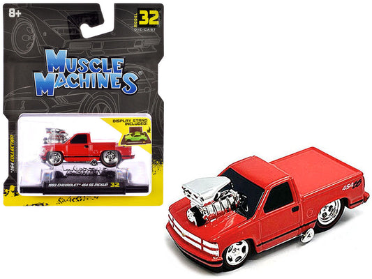 1993 Chevrolet 454 SS Pickup Truck Red 1/64 Diecast Model Car by Muscle Machines Muscle Machines