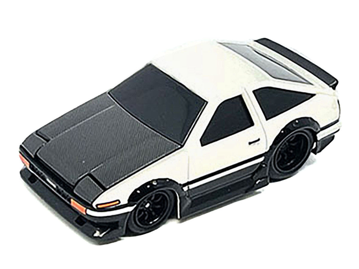 1983 Toyota Sprinter Trueno (AE86) White with Carbon Hood 1/64 Diecast Model Car by Muscle Machines-1