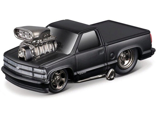 1993 Chevrolet 454 SS Pickup Truck Matt Black "Blackout Edition" 1/64 Diecast Model by Muscle Machines LuxuryLifeWay Online Store