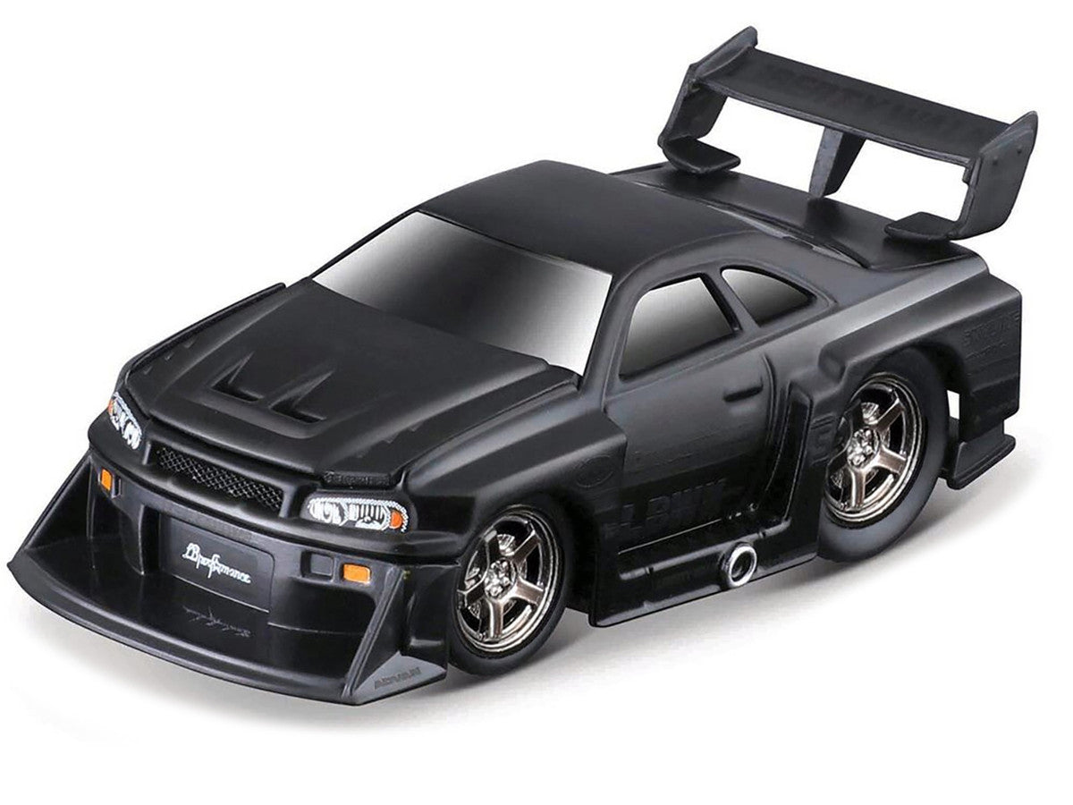 1999 Nissan Skyline GT-R (R34) #5 "Liberty Walk" Matt Black 1/64 Diecast Model Car by Muscle Machines Muscle Machines