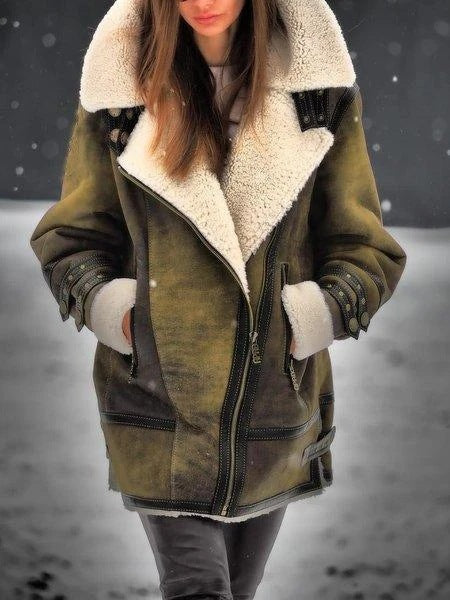 New European And American Thickened Fur One-piece Women's Coat Accent Plus