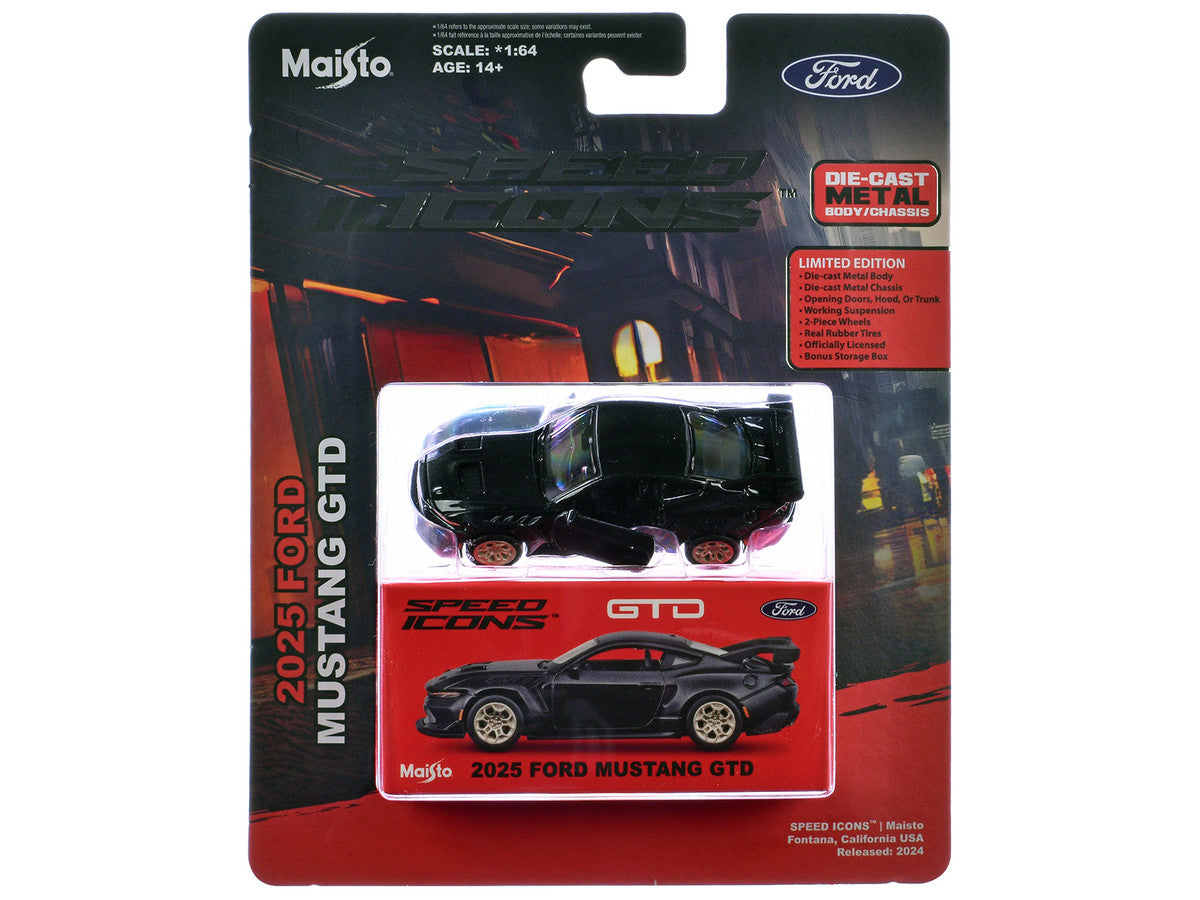 2025 Ford Mustang GTD Black Metallic "Speed Icons" Series 1/64 Diecast Model Car by Maisto Maisto