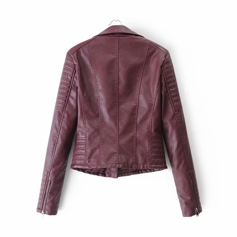 Slim European and American motorcycle leather jacket LadyShow.Store