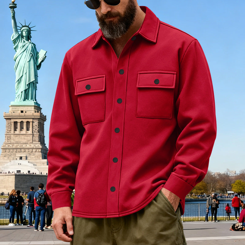 American Heavyweight Loose Fleece-lined Men's Outdoor Workwear Warm Jacket CJD