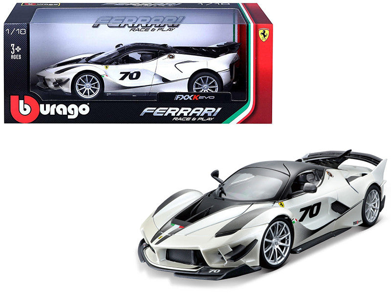 Ferrari FXX-K Evo #70 White 1/18 Diecast Model Car by Bburago-0