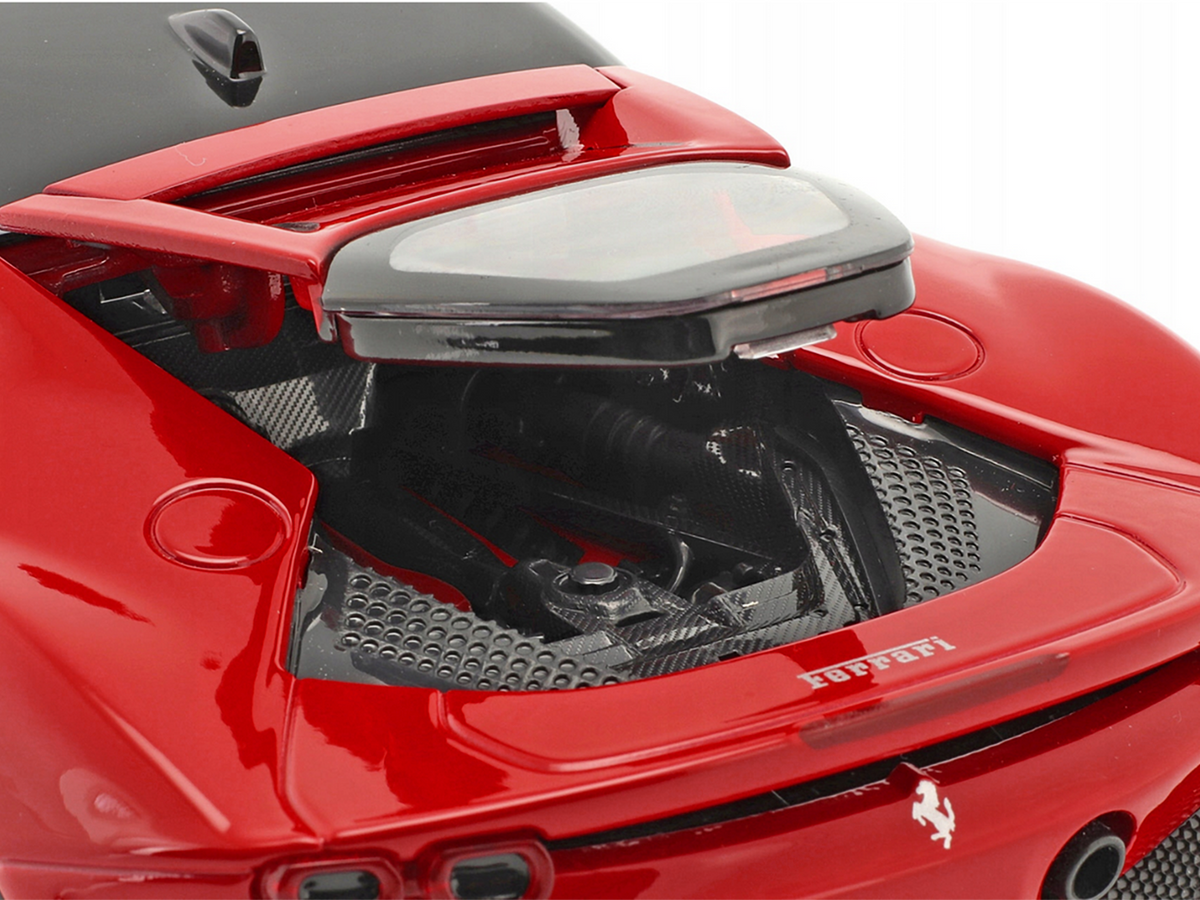 Ferrari SF90 Stradale Red with Black Top "Race + Play" Series 1/18 Diecast Model Car by Bburago Bburago